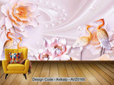 Avikalp Exclusive AVZ0165 3d Three Dimensional Embossed Flowers Open Rich Crane Tv Background Wall HD 3D Wallpaper