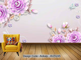 Avikalp Exclusive AVZ0245 Jewelry Embossed Stereo Simple Fashion New Chinese Tulip Background Wall HD 3D Wallpaper