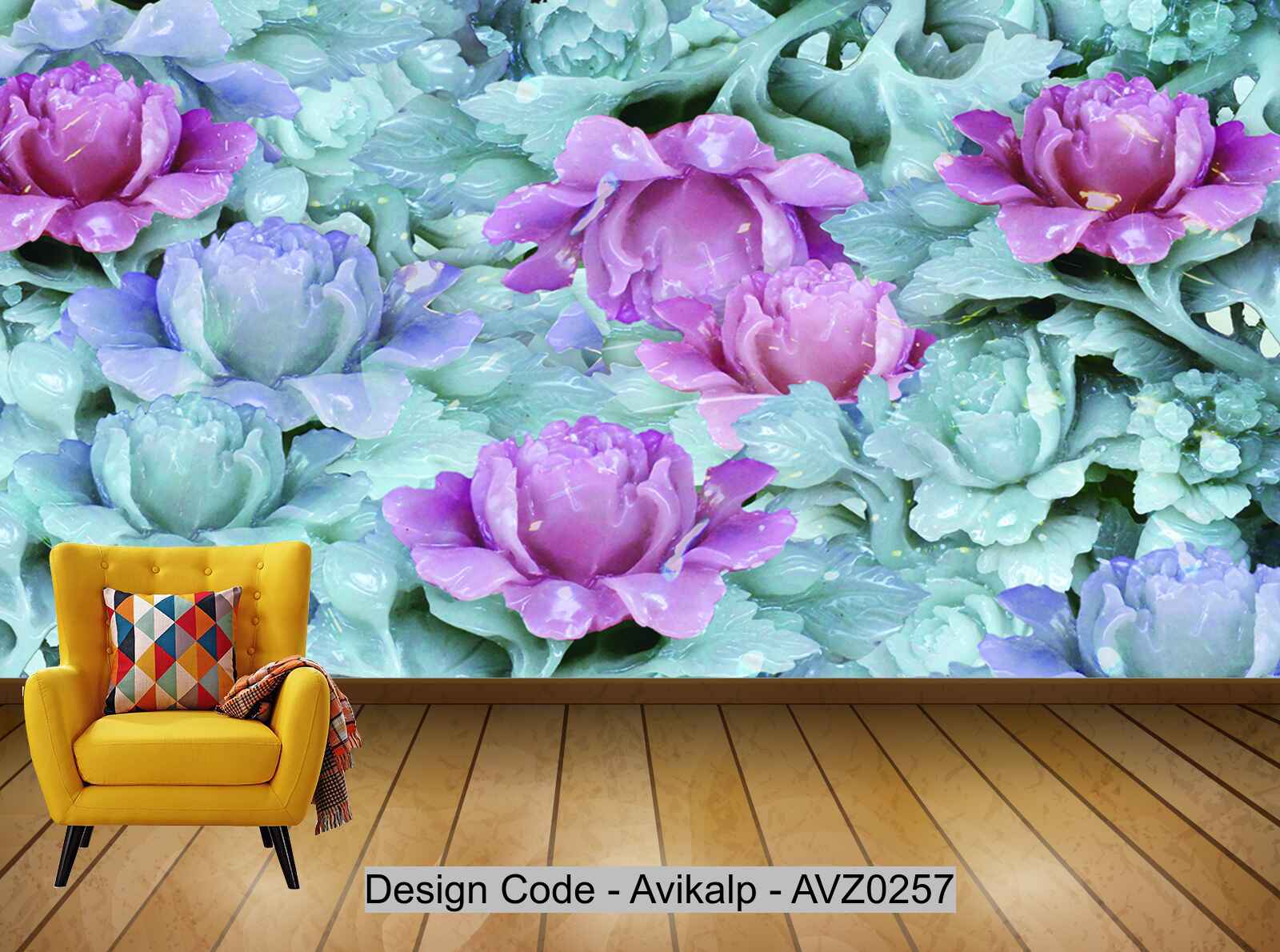 Avikalp Exclusive AVZ0257 3D Embossed Lotus Pond Stereo Tv Background HD 3D Wallpaper