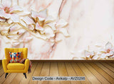 Avikalp Exclusive AVZ0295 3D Magnolia Flower Marble Wall Background HD 3D Wallpaper