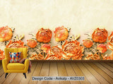 Avikalp Exclusive AVZ0303 3D Embossed Flowers Marble Wall Background HD 3D Wallpaper