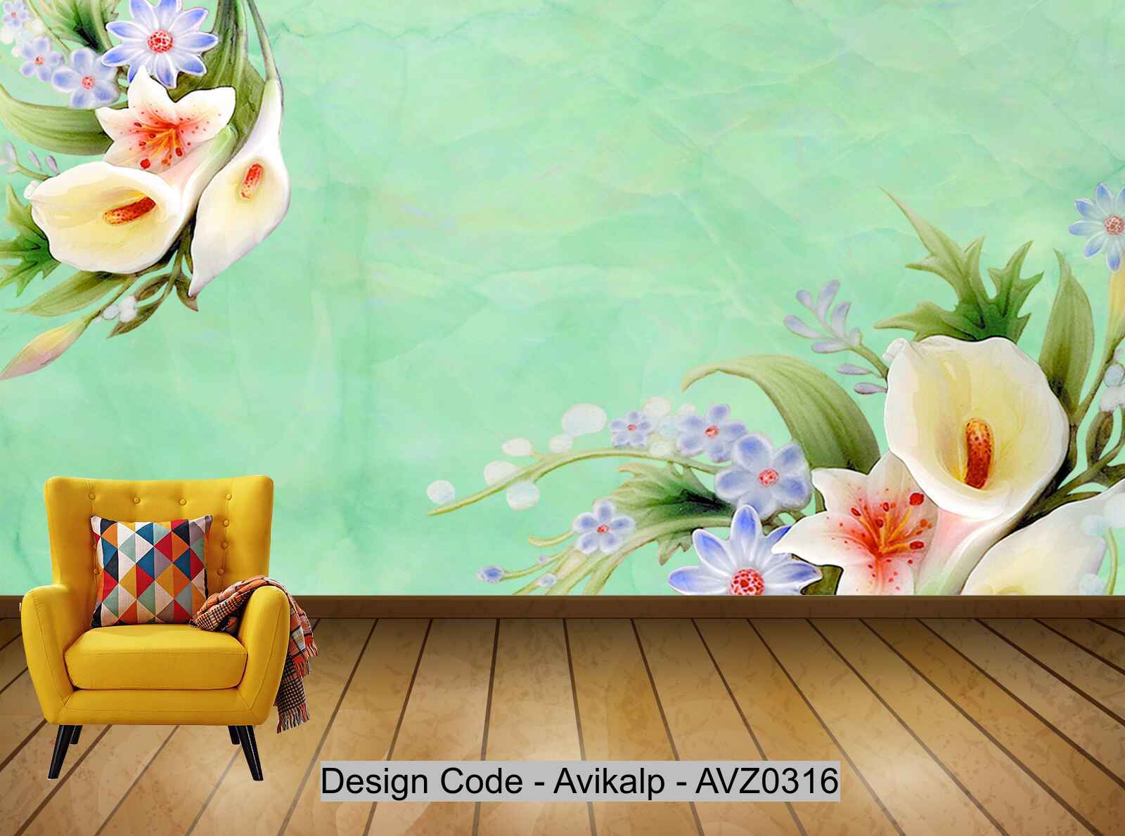 Avikalp Exclusive AVZ0316 3D Lily Wall Background HD 3D Wallpaper