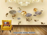 Avikalp Exclusive AVZ0379 Fish Watching Chinese Modern Background Wall HD 3D Wallpaper