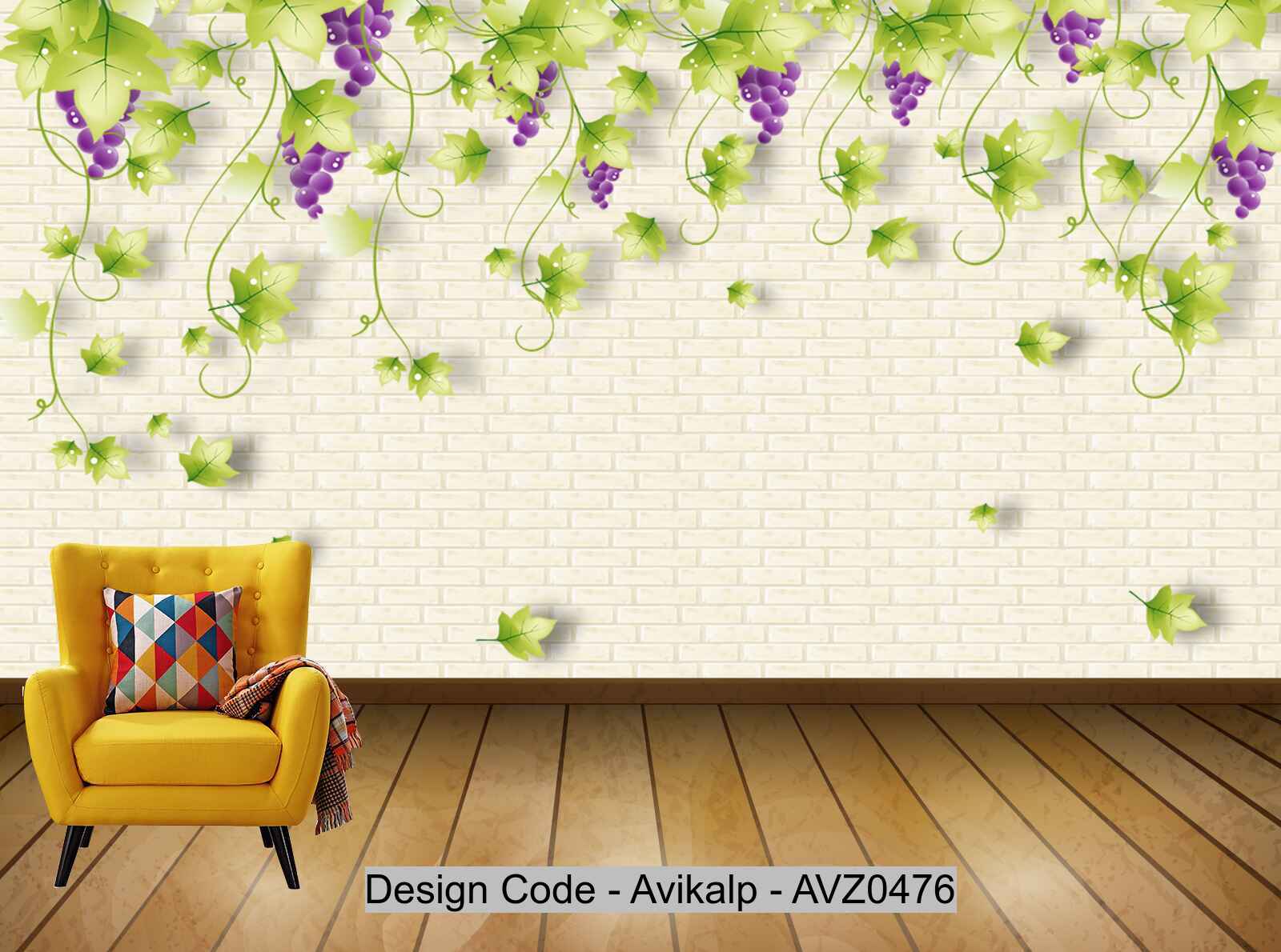 Avikalp Exclusive AVZ0476 Vine Grape Vines On The Wall Courtyard HD 3D Wallpaper