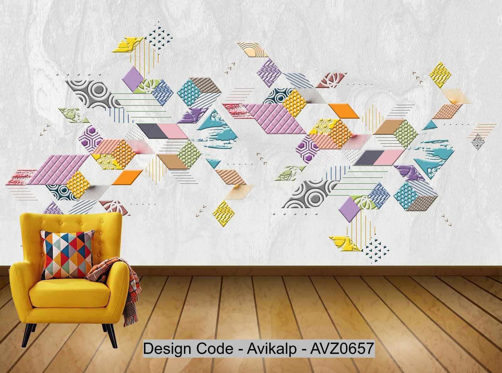 Avikalp Exclusive AVZ0657 Modern Minimalist Irregular Geometric Fashion Tv Background Wall HD 3D Wallpaper