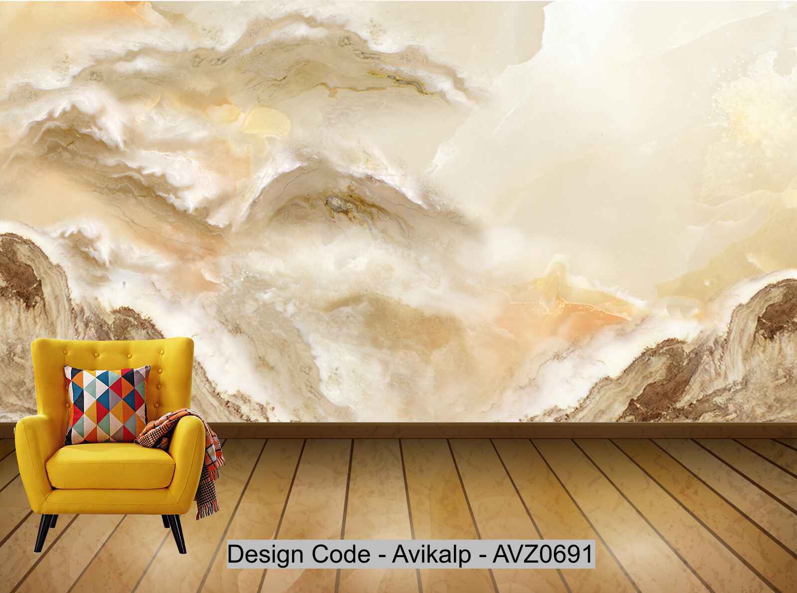 Avikalp Exclusive AVZ0691 Hd 3d Marbled Landscape Flower Sunrise Background Wall Mountain River Impression HD 3D Wallpaper