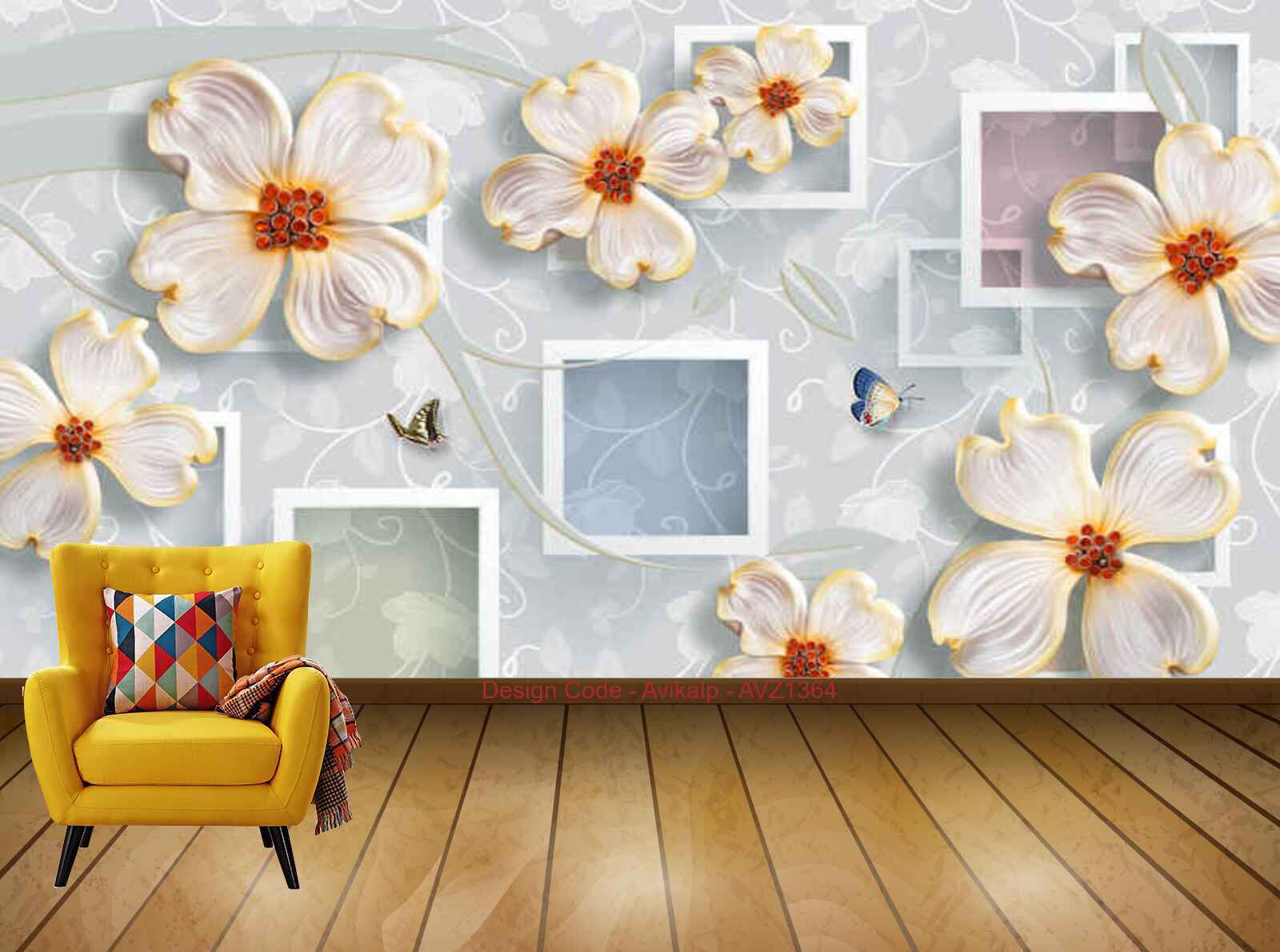 Avikalp Exclusive Avz1364 3D Embossed Flower Tv Background Wall Hd 3D –  Avikalp International - 3D Wallpapers