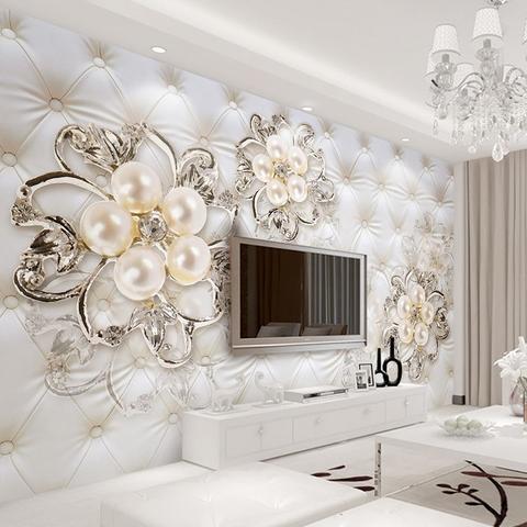 Avikalp Exclusive AWZ0040 European Style Stereo Relief Pearl Flowers HD 3D Wallpaper