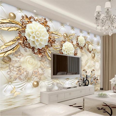 Avikalp Exclusive AWZ0055 Luxury Gold White Flower HD 3D Wallpaper