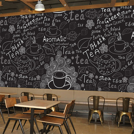 Avikalp Exclusive AWZ0117 3d Black And White Coffee Shop Restaurant HD 3D Wallpaper