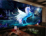 Avikalp Exclusive AWZ0119 Fantasy Horse Blue Artistic Modern HD 3D Wallpaper