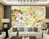 Avikalp Exclusive AWZ0145 Yellow White Brown Flower Marble Look 3d Style Effect HD 3D Wallpaper