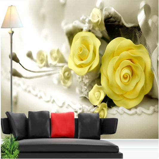 Avikalp Exclusive AWZ0166 3d Aesthetic Beautiful Simple Fashion Rose Floral 3d Living Room Tv Background HD 3D Wallpaper