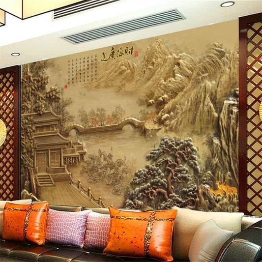 Avikalp Exclusive AWZ0192 3d Mural China Retro Modern Scenery HD 3D Wallpaper