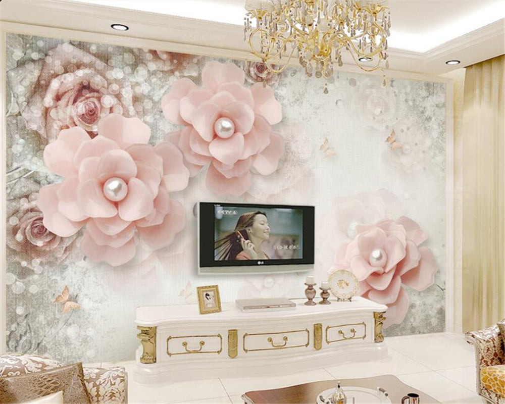 Avikalp Exclusive AWZ0205 Pink Beautiful Flower European Style Decorative HD 3D Wallpaper