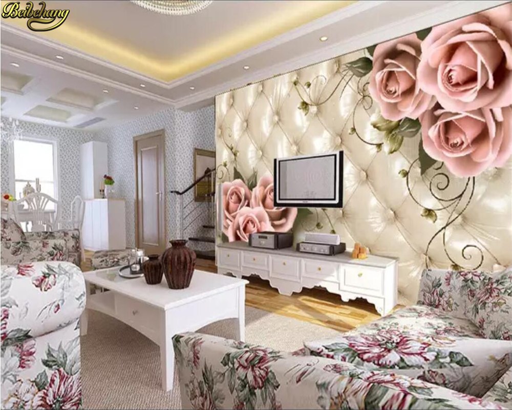 Avikalp Exclusive AWZ0221 3D wallpaper mural 3D imitation soft bag rose TV background home decor HD 3D Wallpaper