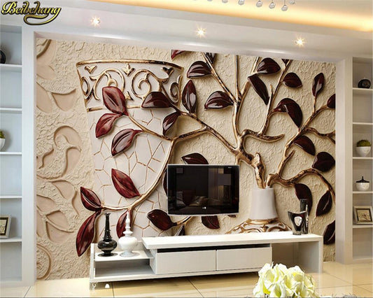 Avikalp Exclusive AWZ0222 3D Wallpaper Mural 3D Leaf Relief Background Wall Leaf Garment 3D Background HD 3D Wallpaper