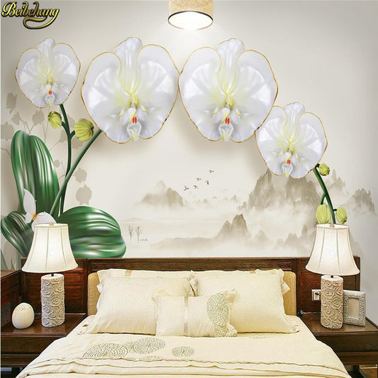 Avikalp Exclusive AWZ0223 3D Wallpaper Mural 3D Luxury Landscape Phalaenopsis Jewelry TV Background HD 3D Wallpaper