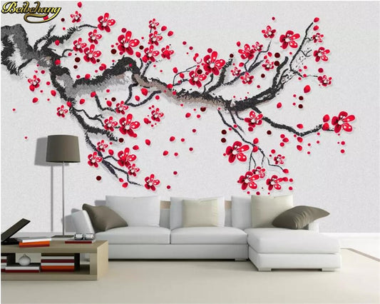 Avikalp Exclusive AWZ0230 3d wallpaper mural beautiful HD plum red plum TV background HD 3D Wallpaper