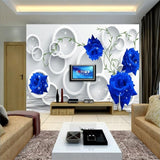 Avikalp Exclusive AWZ0240 3D Wallpaper Mural Wall Sticker Circle Blue Rose Simple TV Background HD 3D Wallpaper