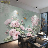 Avikalp Exclusive AWZ0241 3D Wallpaper Mural Wall Sticker European Nostalgic Retro 3D Rose Butterfly TV HD 3D Wallpaper