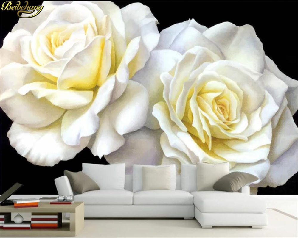 Avikalp Exclusive AWZ0243 3D Wallpaper Mural White Rose Wall Background home decor HD 3D Wallpaper