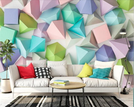 Avikalp Exclusive AWZ0253 3d wallpaper stylish three dimensional wall paper Scandinavian minimalist stereo geometric pattern TV backdrop 3d HD 3D Wallpaper