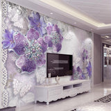 Avikalp Exclusive AWZ0256 3d wallpaper TV sitting room mural wallpaper stereo purple pearl flower HD 3D Wallpaper