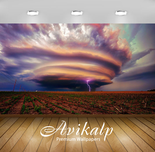 Avikalp Exclusive Awi1570 Tornado And Lightning Full HD Wallpapers for Living room, Hall, Kids Room,