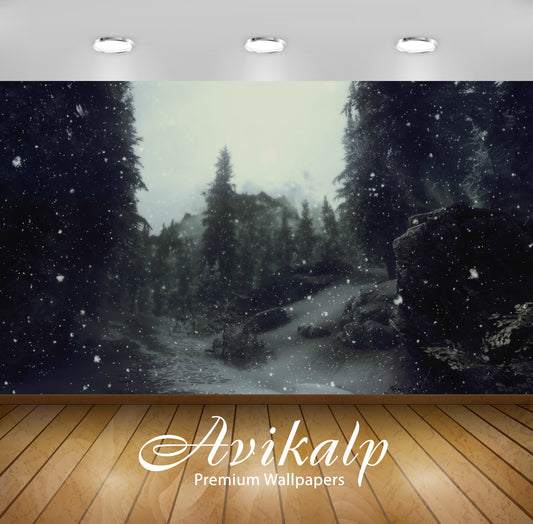 Avikalp Exclusive Awi1769 Beautiful Snow Fall Full HD Wallpapers for Living room, Hall, Kids Room, K