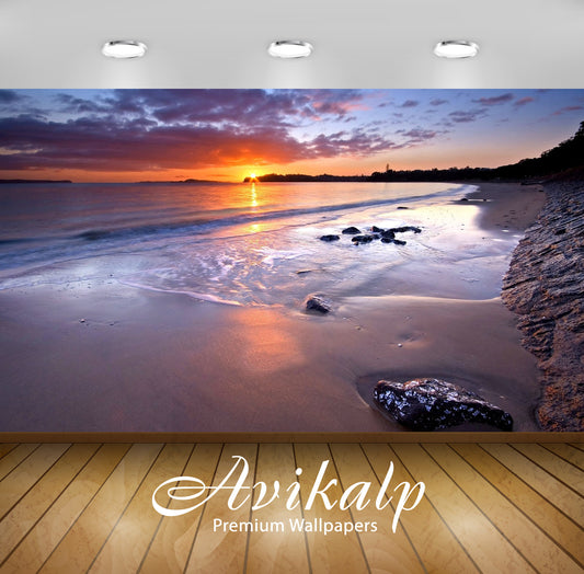 Avikalp Exclusive Awi1824 Beautiful Beach Sunrise Full HD Wallpapers for Living room, Hall, Kids Roo