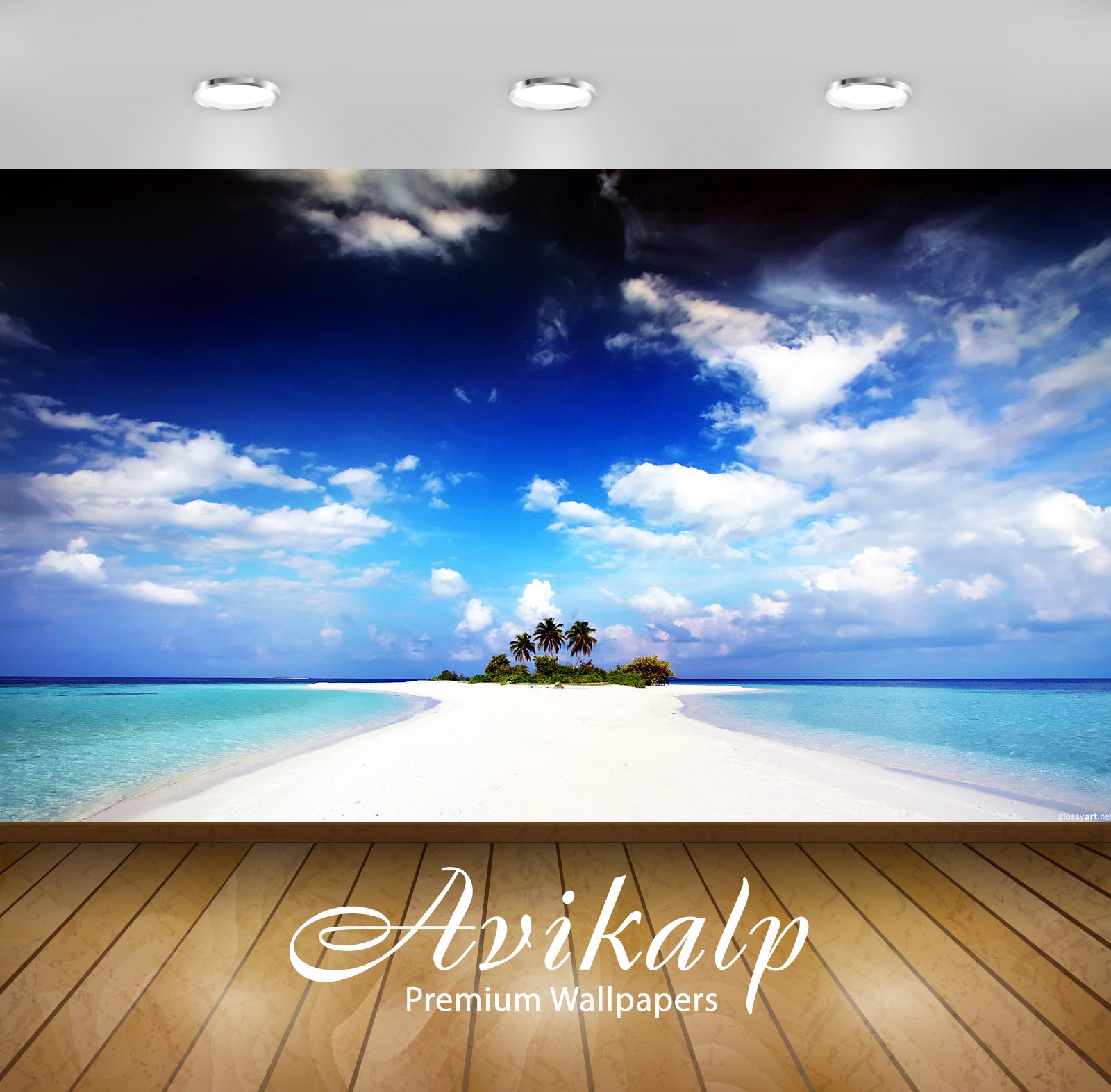 Avikalp Exclusive Awi1928 Tropical Island White Sand Beach Full HD Wallpapers for Living room, Hall,