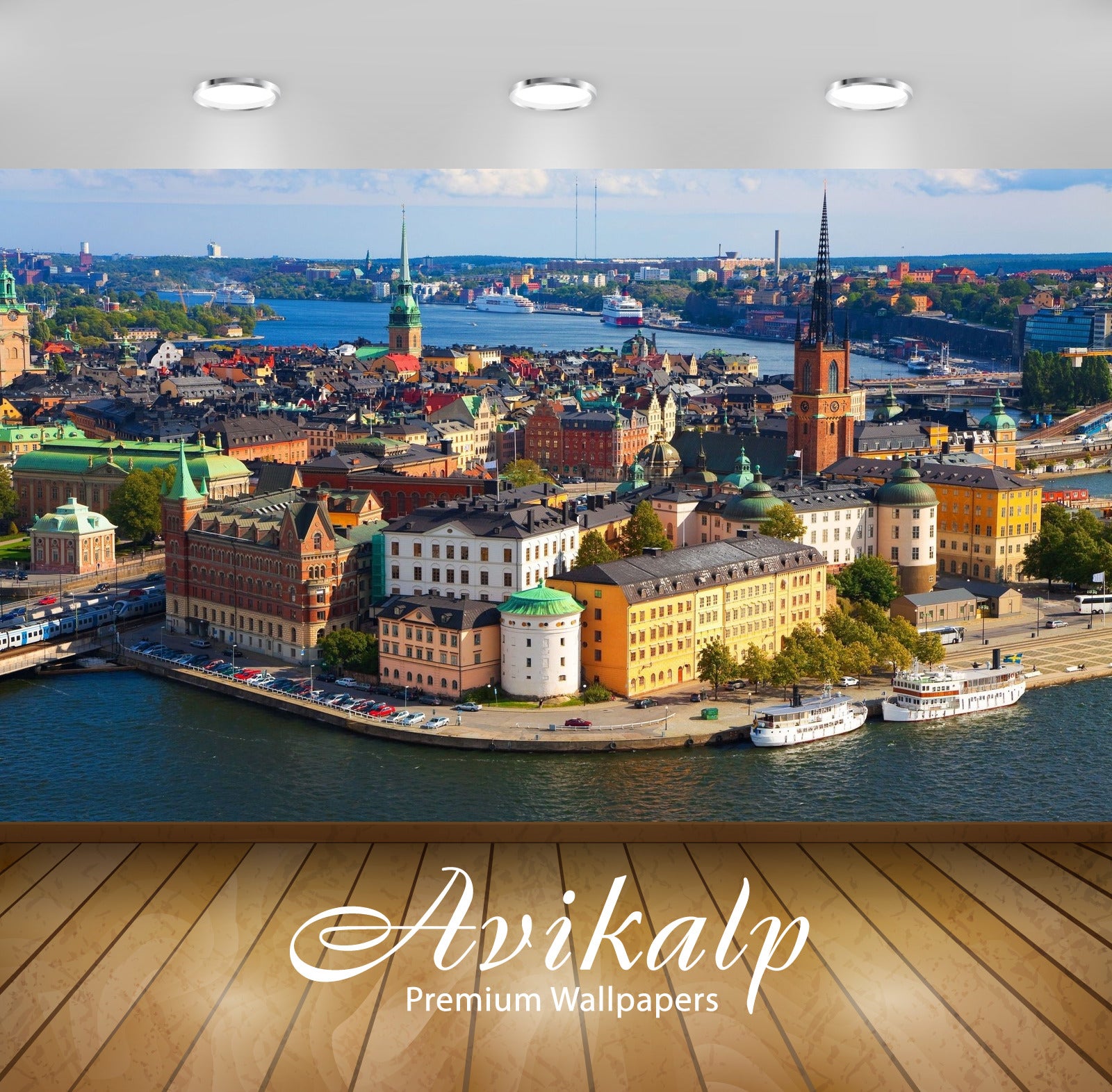 Avikalp Exclusive Awi1958 Stockholm City View Full HD Wallpapers for Living room, Hall, Kids Room, K