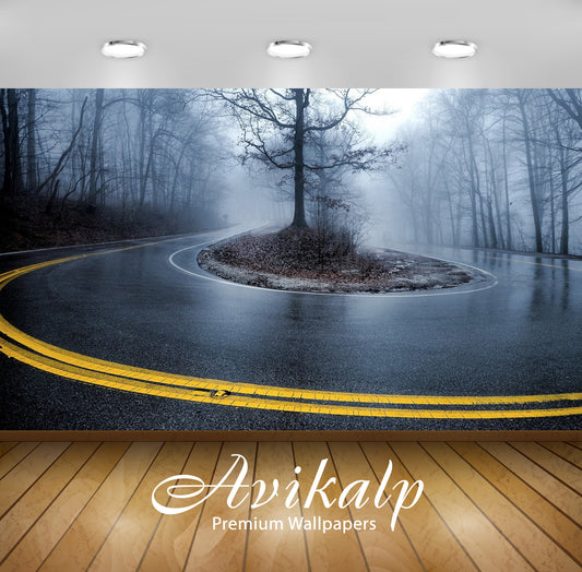 Avikalp Exclusive Awi1983 Foggy Road Full HD Wallpapers for Living room, Hall, Kids Room, Kitchen, T