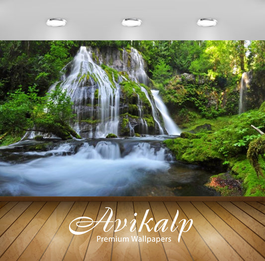 Avikalp Exclusive Awi2082 Green Waterfall Panther Creek Falls The Valley Of The Wind   Full HD Wallp