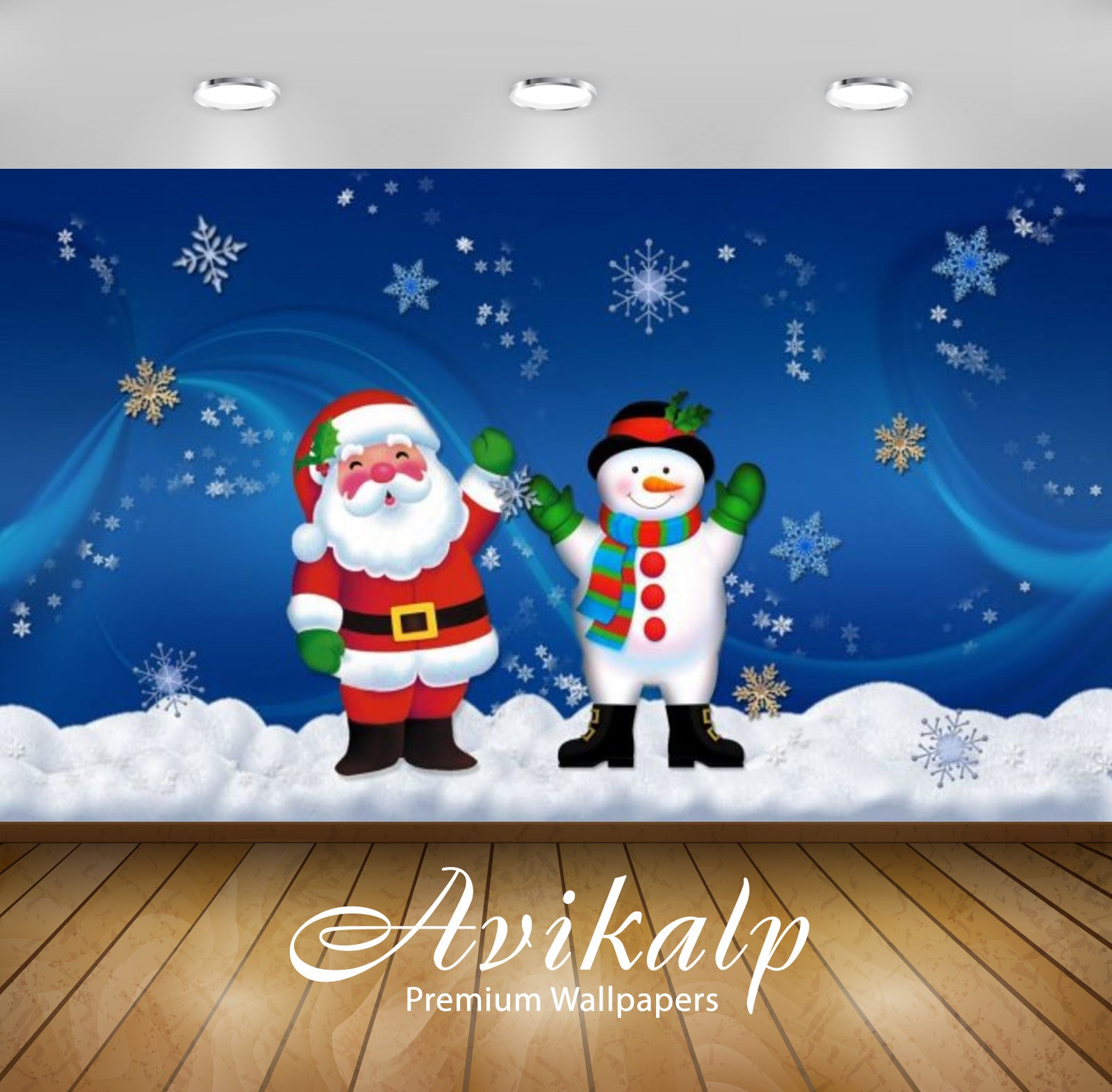 Avikalp Exclusive Awi2087 Merry Christmas Santa Claus And Snowman Old Friends  Full HD Wallpapers fo