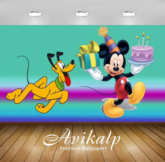 Avikalp Exclusive Awi2102 Mickey Mouse And Pluto Birthday Cake Celebration Gifts  Full HD Wallpapers