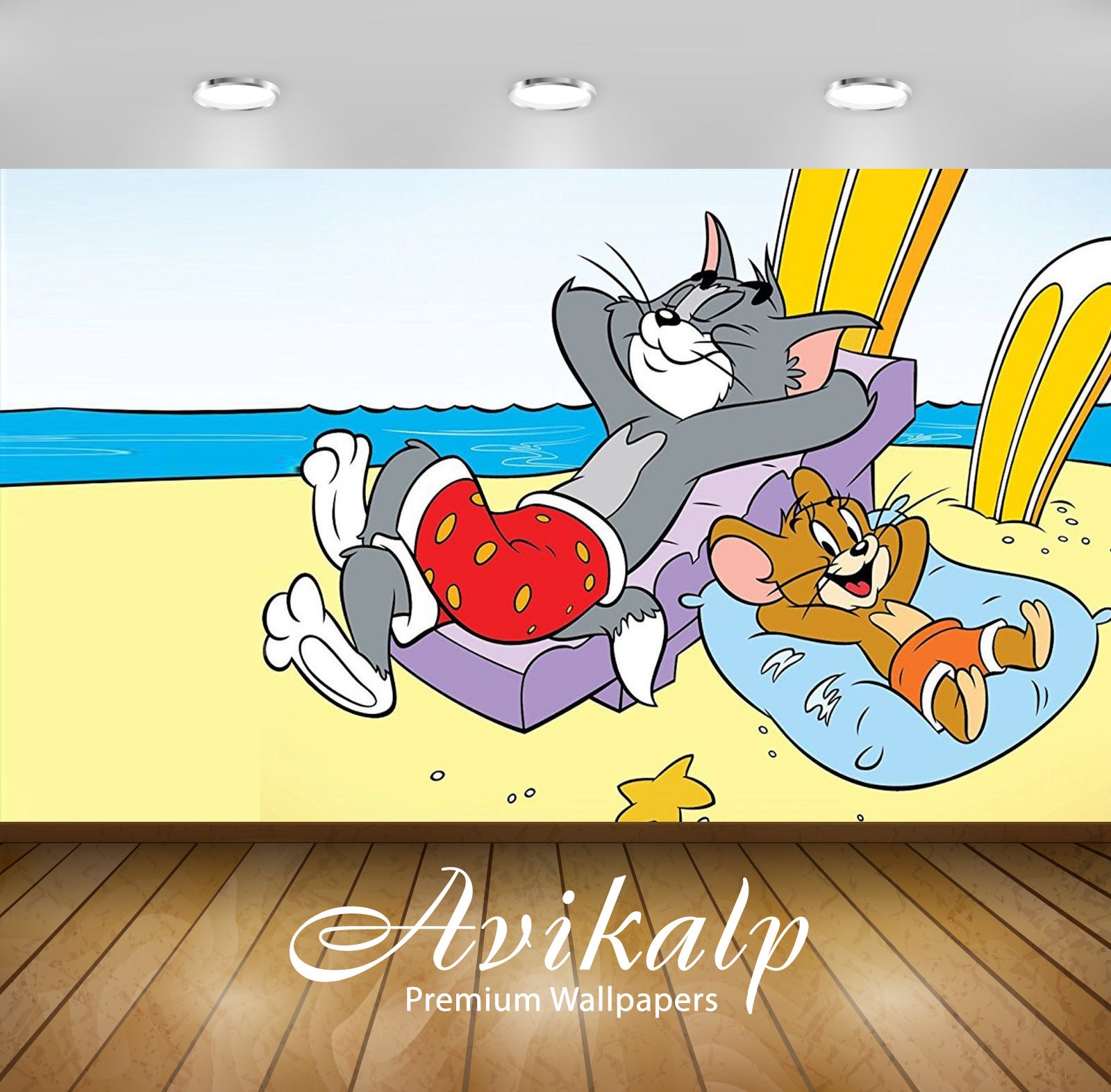 Avikalp Exclusive Awi2279 Tom And Jerry Summer holidays Full HD Wallpapers for Living room, Hall, Ki