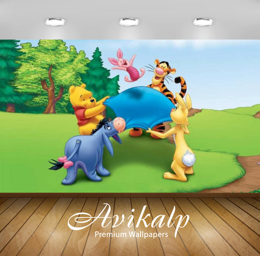 Avikalp Exclusive Awi2315 Winnie the Pooh and friends game green meadow Full HD Wallpapers for Livin