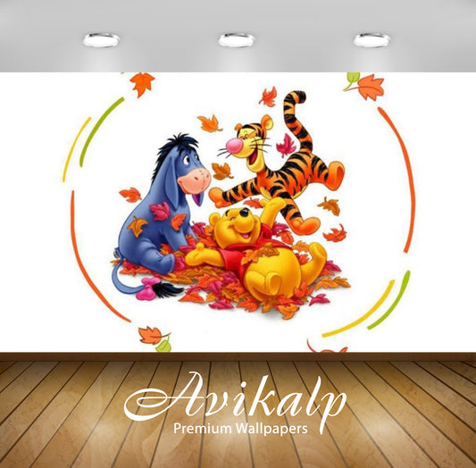 Avikalp Exclusive Awi2349 Winnie the Pooh Tigger Eeyore gray donkey Autumn Leaves Full HD Wallpapers