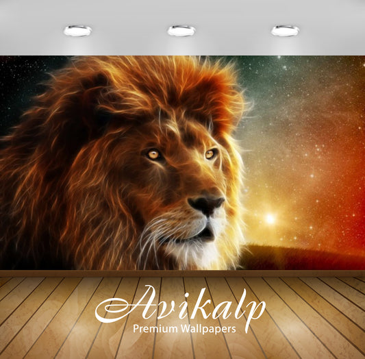 Avikalp Exclusive Awi2796 Lion Digital Art Animal Full HD Wallpapers for Living room, Hall, Kids Roo