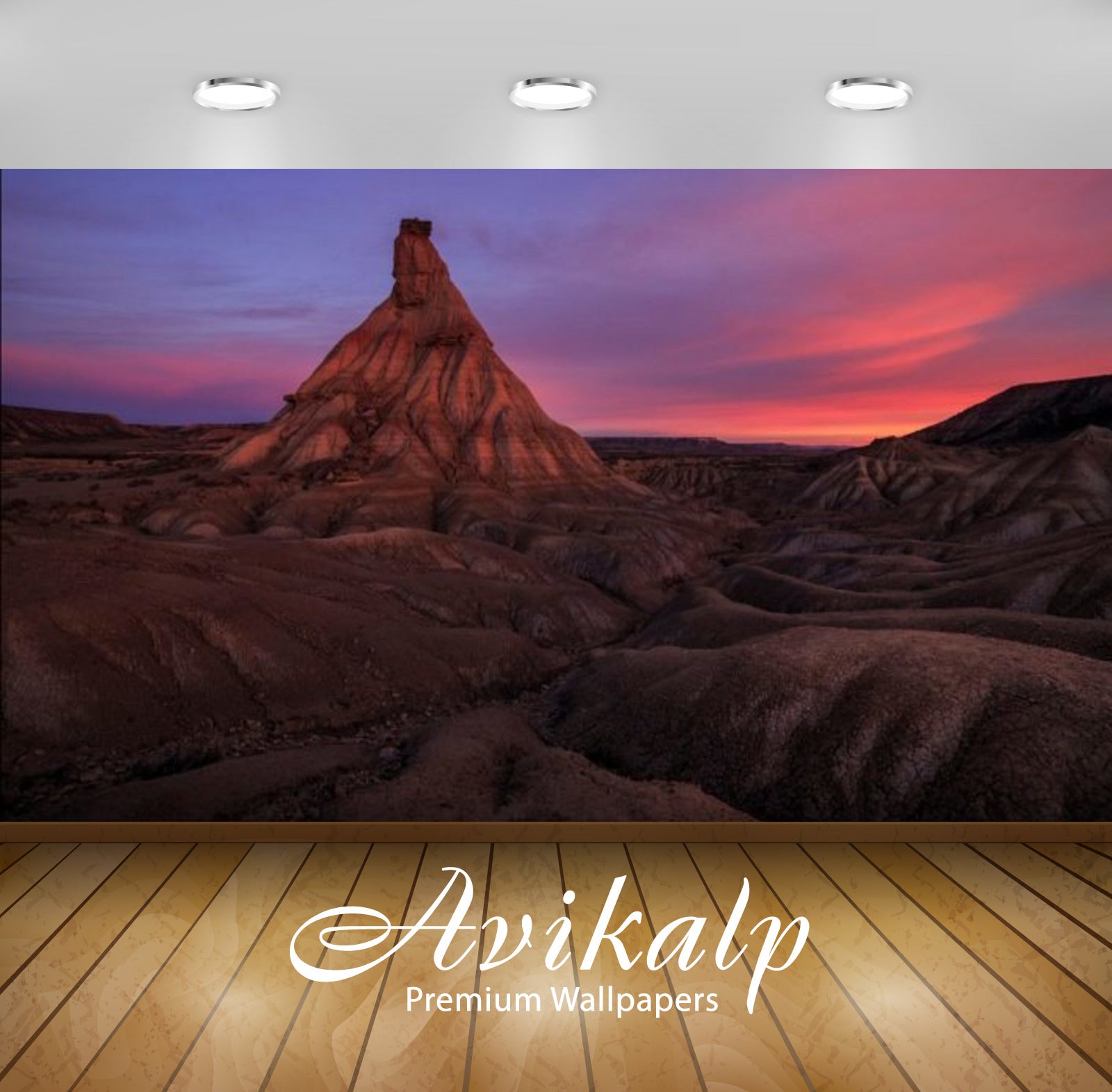 Avikalp Exclusive Awi2838 Mountain Rocky Peak Pyramid Desert Country Red Clouds Of Sunset Full HD Wa