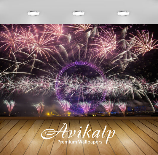 Avikalp Exclusive Awi2860 New Years Eve London Fireworks Lighting The Sky Ferris Wheel Full HD Wallp