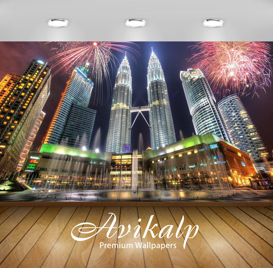 Avikalp Exclusive Awi2861 New Years Eve Petronas Towers Kuala Lumpur Malaysia Full HD Wallpapers for