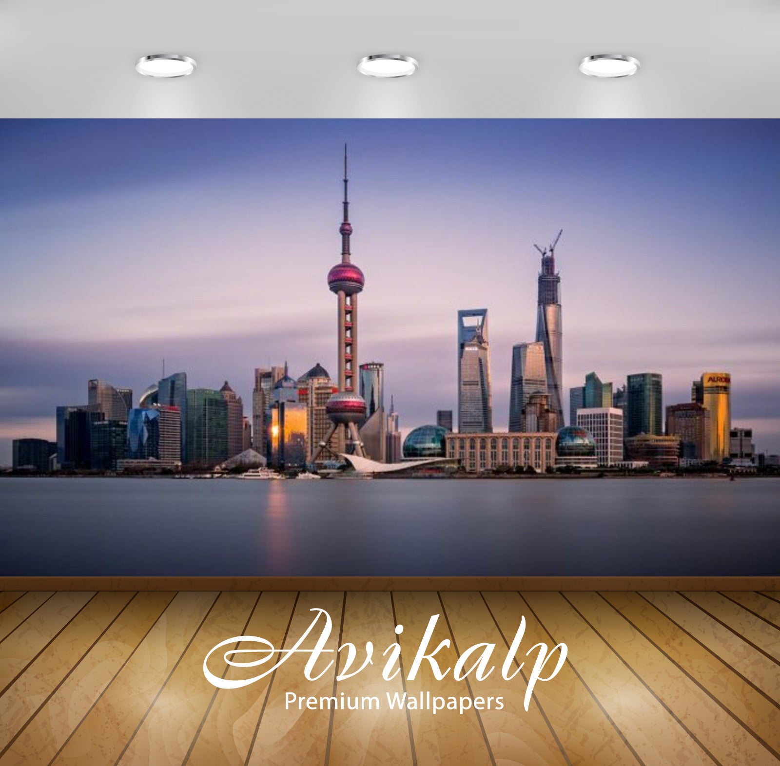 Avikalp Exclusive Awi3008 Shanghai Skyline Modern And Oriental Pearl Tv Tower Full HD Wallpapers for