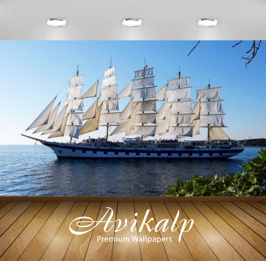 Avikalp Exclusive Awi3037 Star Clipper Sea Shore Full HD Wallpapers for Living room, Hall, Kids Room