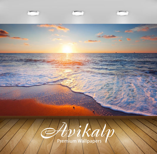 Avikalp Exclusive Awi3068 Sunrise Sea Horizon Full HD Wallpapers for Living room, Hall, Kids Room, K