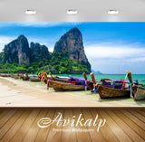 Avikalp Exclusive Awi3161 Tropical Landscape Krabi Beach Thailand Ocean Turquoise Water Boats Coast