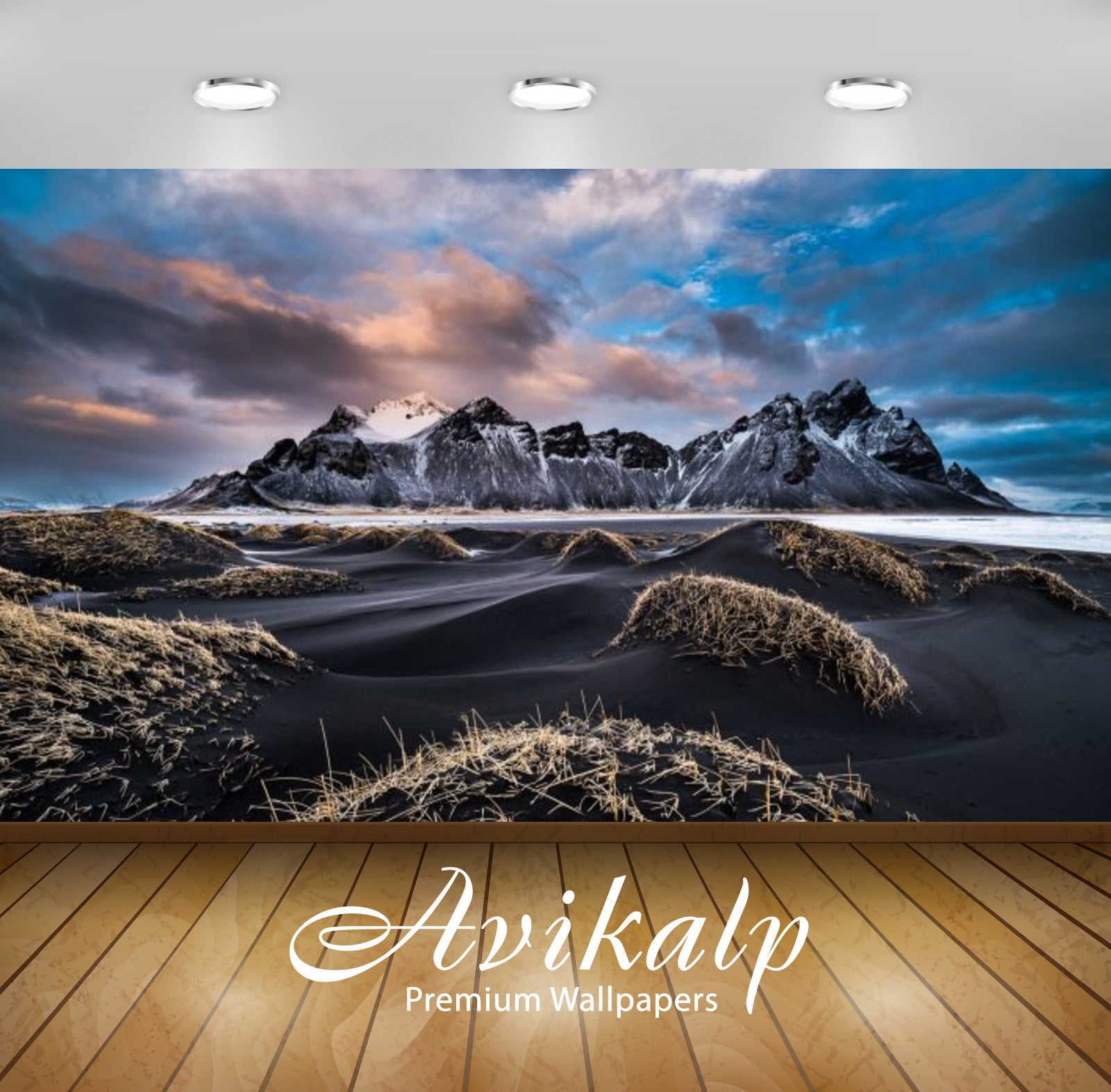 Avikalp Exclusive Awi3189 Vestrahorn Iceland Winter Landscape Snowy Mountains Coast Sand Beach Cloud