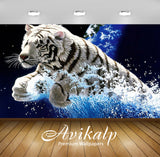 Avikalp Exclusive Awi3217 White Tiger Water Art Full HD Wallpapers for Living room, Hall, Kids Room,